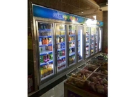 Stainless Steel Shelf Beverage Tampilan Cooler, Custom Supermarket Display Freezer